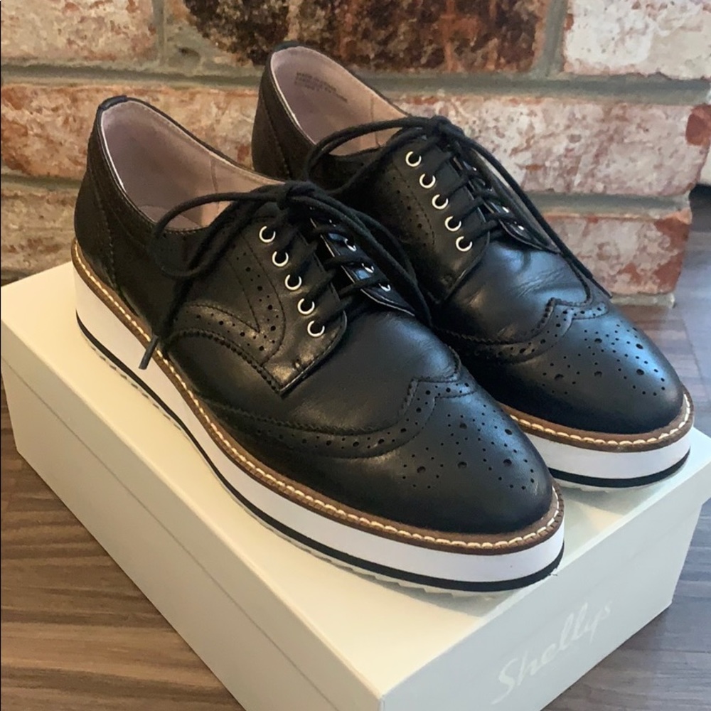 Shellys London Emma Platform Oxford (Black) US 8.5